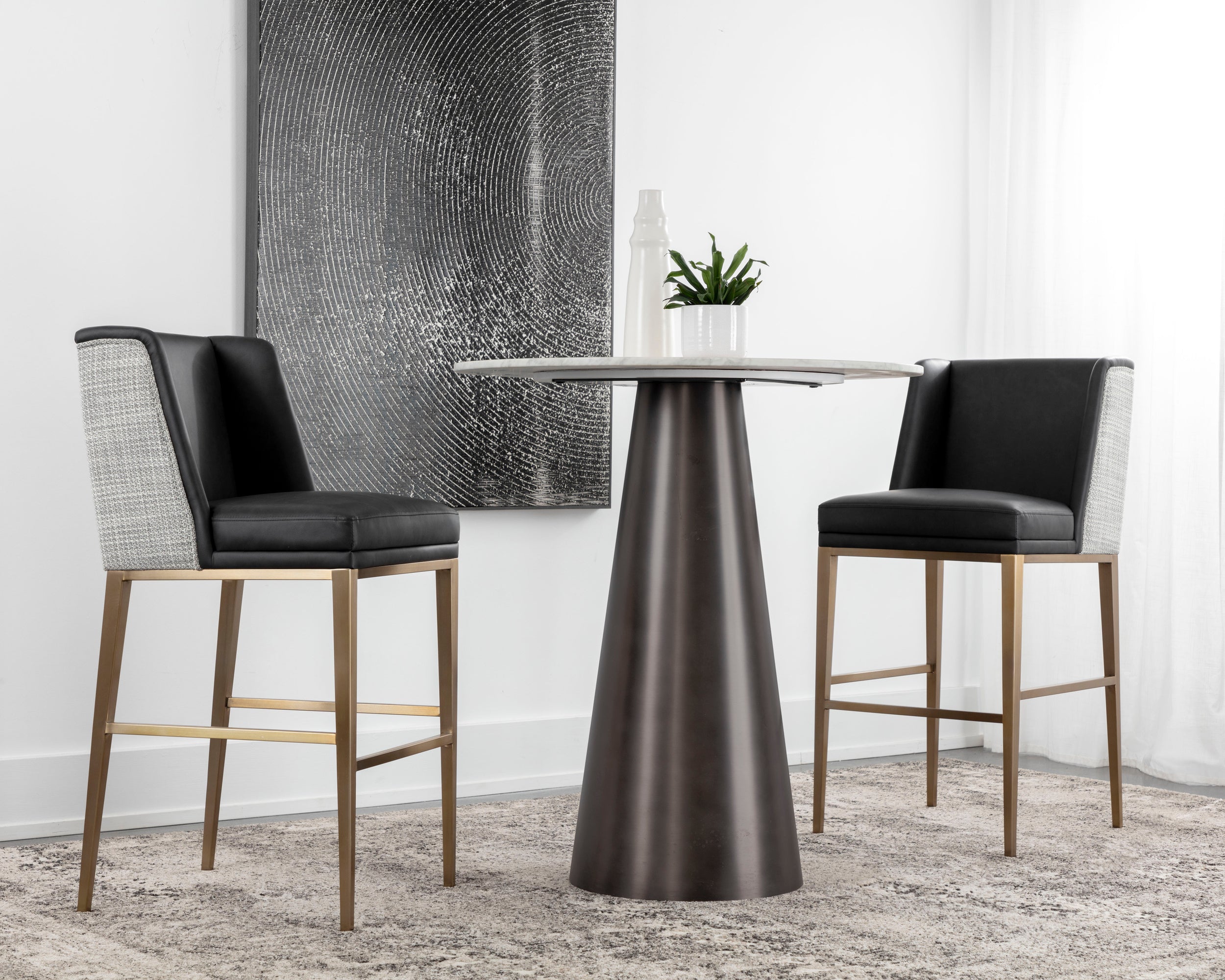 Joplin Barstool - Milliken Charcoal / Vera White Pepper