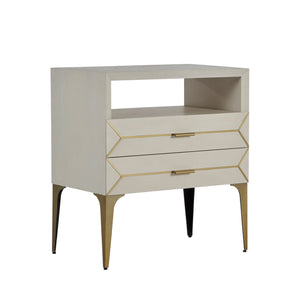 Gabby - Whitley Mindi Wood Nightstand - 2 Drawers, Cerused White - SCH-166310