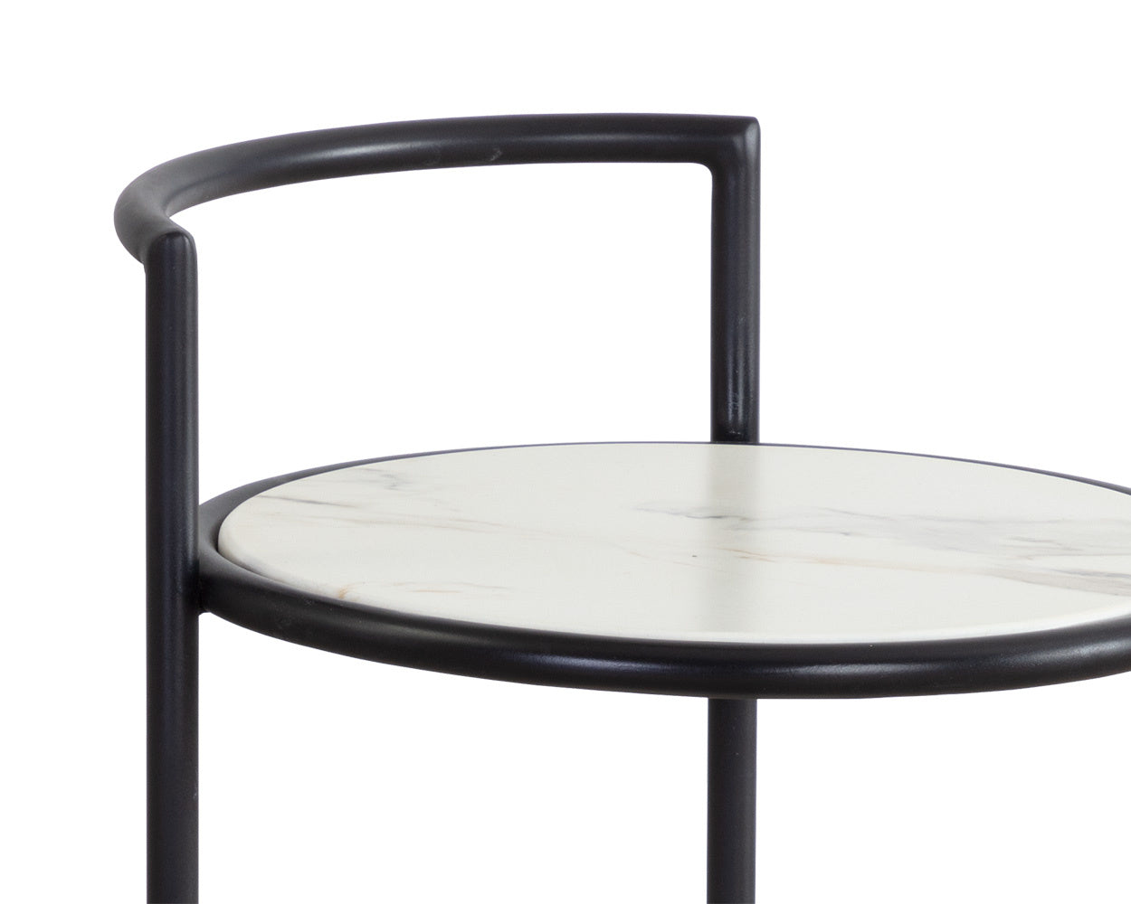 Parga End Table - Black  Marble Look
