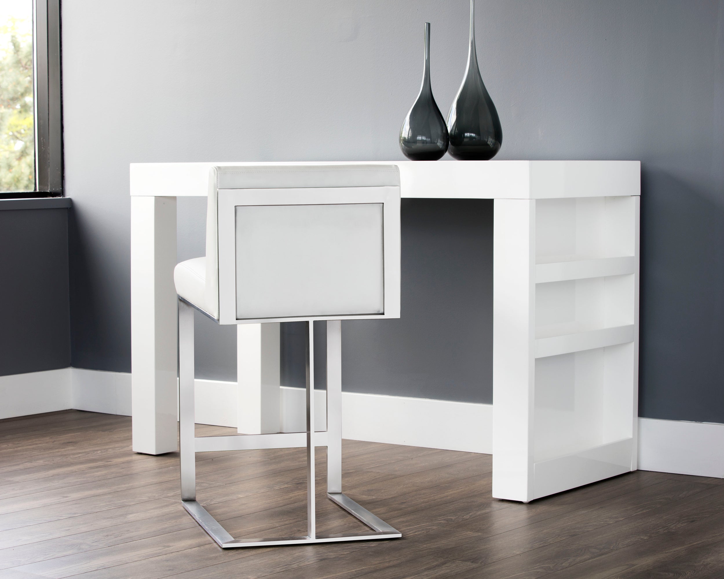 Dean Counter Stool - Stainless Steel  Cantina White