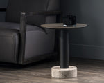 Monaco End Table - Black  Grey Marble / Raw Umber