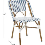 Safavieh Salcha Indoor Outdoor French Bistro Side Chair, FOX5210J - Blue / White / Light Brown