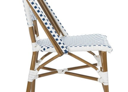 Safavieh Salcha Indoor Outdoor French Bistro Side Chair, FOX5210J - Blue / White / Light Brown