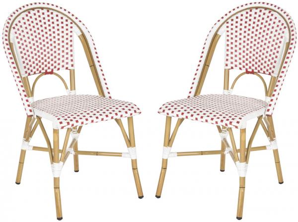 Safavieh Salcha Indoor Outdoor French Bistro Side Chair, FOX5210J - Red / White / Light Brown