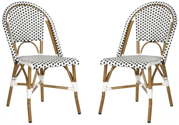 Safavieh Salcha Indoor Outdoor French Bistro Side Chair, FOX5210J - White / Black / Light Brown