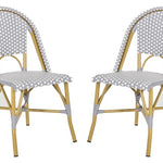 Safavieh Salcha Indoor Outdoor French Bistro Side Chair, FOX5210J - Grey / White / Light Brown