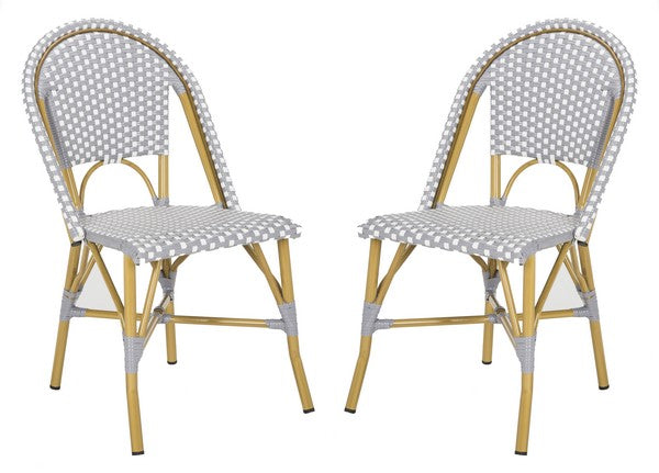Safavieh Salcha Indoor Outdoor French Bistro Side Chair, FOX5210J - Grey / White / Light Brown