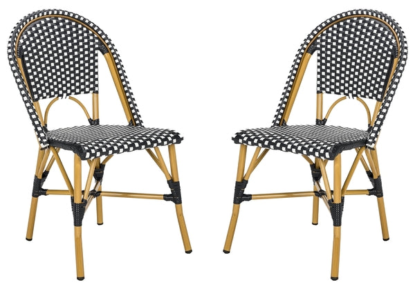 Safavieh Salcha Indoor Outdoor French Bistro Side Chair, FOX5210J - Black / White / Light Brown