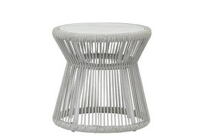 Sunset West - Miami End Table with Honed Carrara Marble Top - Frost - SW4401-ET