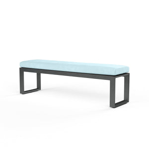 Sunset West - Redondo Dining Benc - Sunbrella Grade A Fabric No Welt - Slate Finish - SW3801-BNCH