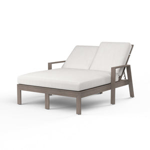Sunset West - Laguna Double Chaise Lounge in Canvas Flax, No Welt - Driftwood - SW3501-99-FLAX-STKIT