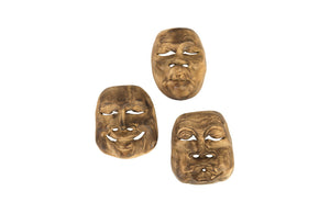 Phillips Collection - Indonesian Masks, Set Of 3, Teak Wood, Assorted - ID103396