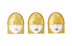 Phillips Collection - Fashion Faces Wall Art, Small, White And Gold Leaf, Set Of 3 - PH101929