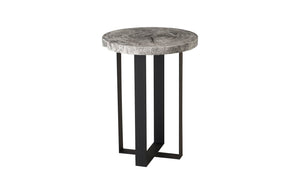 Phillips Collection - Chuleta Bar Table On Black Metal Base, Chamcha Wood, Gray Stone - TH97701