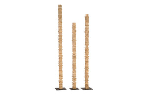 Phillips Collection - Stacked Wood Floor Sculptures, Bleached, Set Of 3 - TH89174