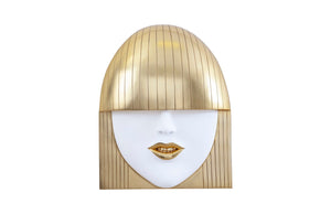 Phillips Collection - Fashion Faces Wall Art, Large, SMile, White And Gold Leaf - PH101928