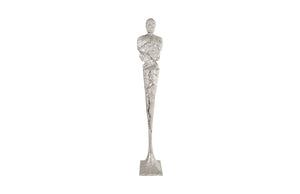 Phillips Collection - Tall Chiseled Male Sculpture, Resin, Silver Leaf - PH76687