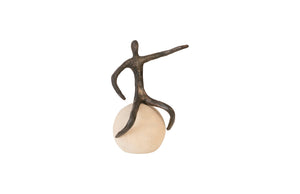 Phillips Collection - Abstract Figure On Bleached Wood Base, Bronze Finish, Extended Straight Arm - TH96037