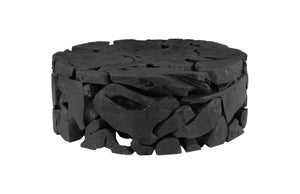 Phillips Collection - Teak Chunk Round Coffee Table, Black - ID104053