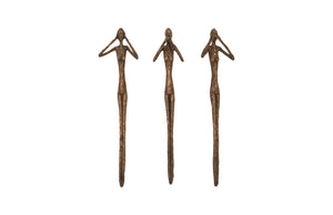 Phillips Collection - See, Speak, Hear No Evil Wall Art, Resin, Bronze, Set Of 3 - PH96052