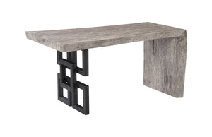 Phillips Collection - Waterfall Desk, Gray Stone, Satin Black Overlap Leg - TH103659