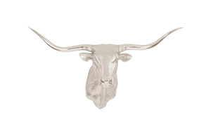 Phillips Collection - Longhorn Bull Wall Art, Resin, Silver Leaf - PH83141