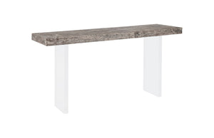 Phillips Collection - Floating Console Table, Gray Stone Finish, Acrylic Legs - TH100570