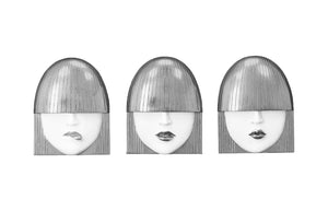 Phillips Collection - Fashion Faces Wall Art, Small, White And Silver Leaf, Set Of 3 - PH90451