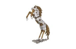 Phillips Collection - Mustang Horse Armored Sculpture, Rearing, Wood Base - ID113406
