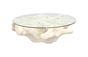 Phillips Collection - Sono Cast Root Coffee Table, With Glass, Roman Stone - PH83595
