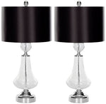 Safavieh 25.5 Inch H Crackle Glass Table Lamp (Set of 2), LIT4047 - Clear / Black