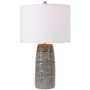 Decor Market Black And White Brick Pattern Ceramic Table Lamp