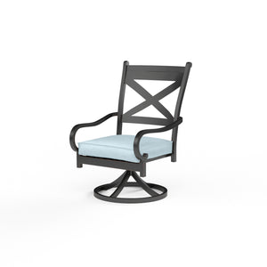 Sunset West - Monterey Swivel Dining Chair - Sunbrella Fabric w/ Welt - Copper Finish - SW3001-11