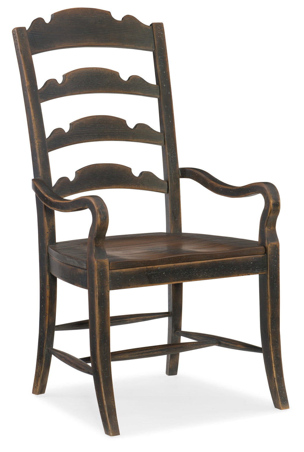 Hill Country Twin Sisters Ladderback Arm Chair - Hooker Furniture - 5960-75300-BLK