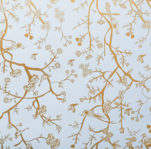 The Enchanted Home Pale Blue with Gold Chinoiserie gift wrap