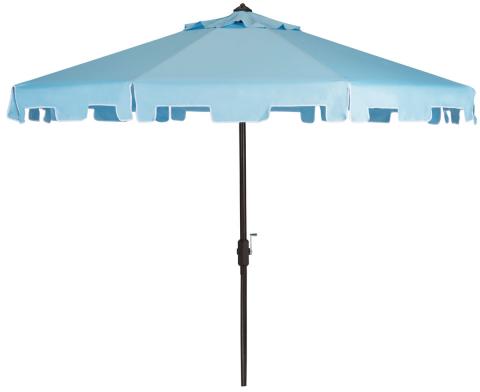 Safavieh Zimmerman 9 Ft Market Umbrella , PAT8000 - Baby Blue / White