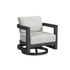 Sunset West - Malibu Swivel Chair in Cast Silver, No Welt - Black Finish - SW7101-21S-SLV-STKIT