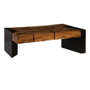 Phillips Collection - Criss Cross Coffee Table On Black Iron Legs, Chamcha Wood - TH84117