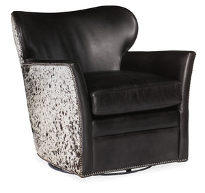 Hooker Furniture - Kato Leather Swivel Chair w/ Salt Pepper HOH - CC469-SW-097