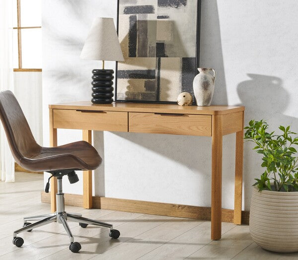 Safavieh Couture Gabrietta 2 Drawer Wood Desk, SFV2188 - Natural / Black