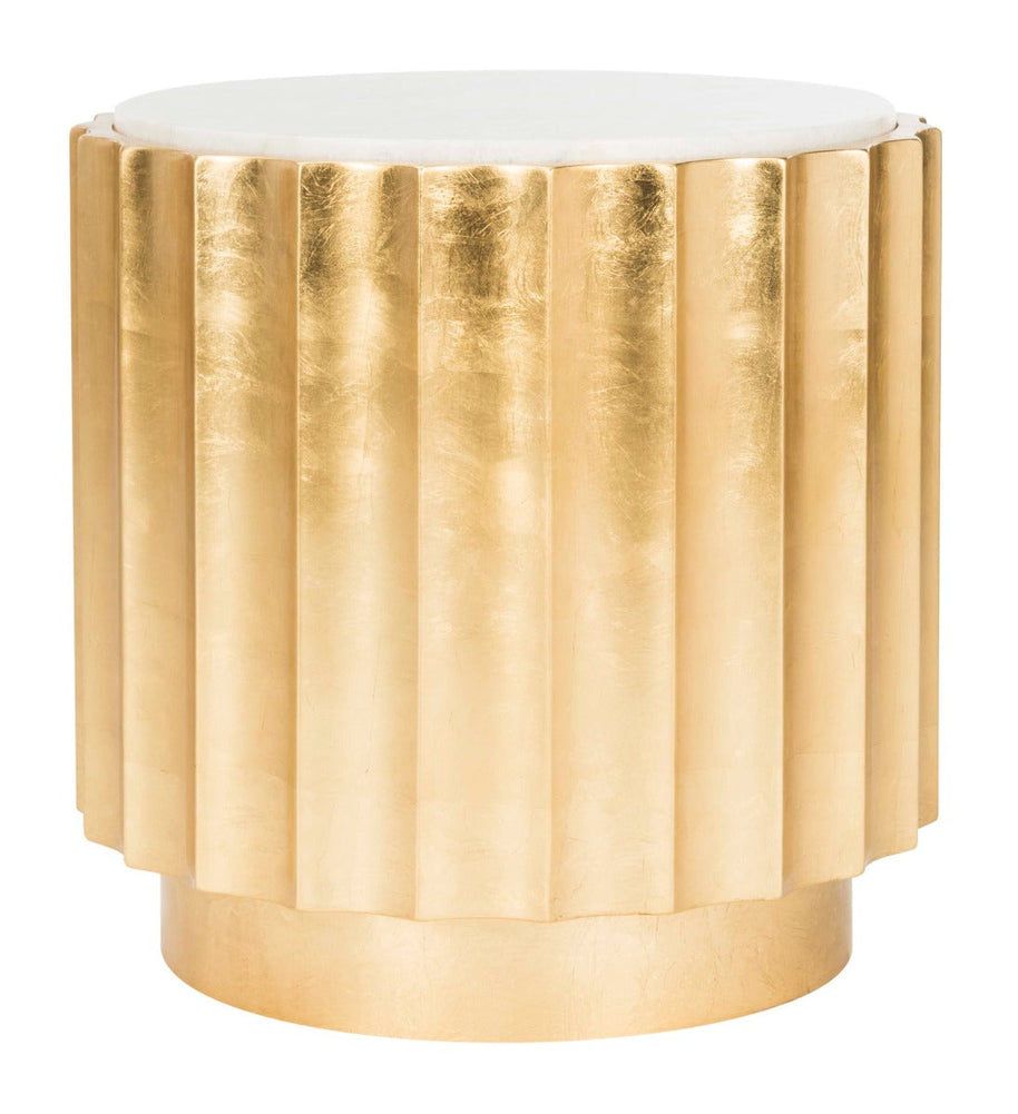 Safavieh Couture Elodie Gold Side Table - Gold Leaf / White