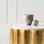 Safavieh Couture Elodie Gold Side Table - Gold Leaf / White