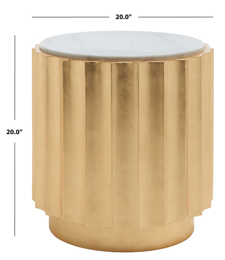 Safavieh Couture Elodie Gold Side Table - Gold Leaf / White