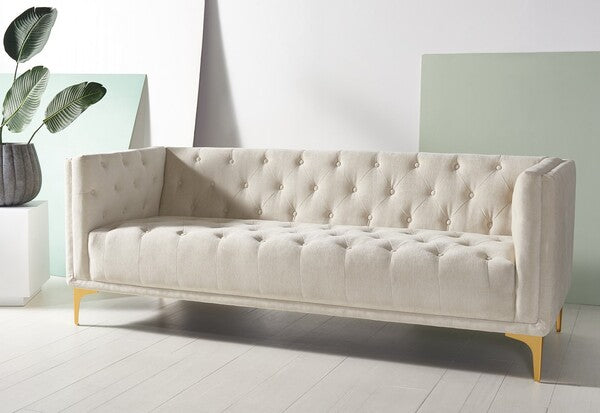 Safavieh Couture Florentino Tufted Sofa - Cream / Gold