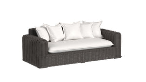 Sunset West - Cabo Loveseat in Soothe Pearl w/ Flange Welt - Dark Wood Finish - SW8001-22-PRL-STKIT