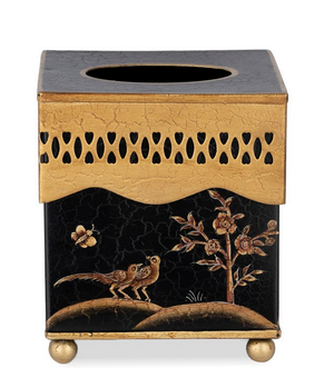 The Enchanted Home Black & Gold Pierced Tissue Holder