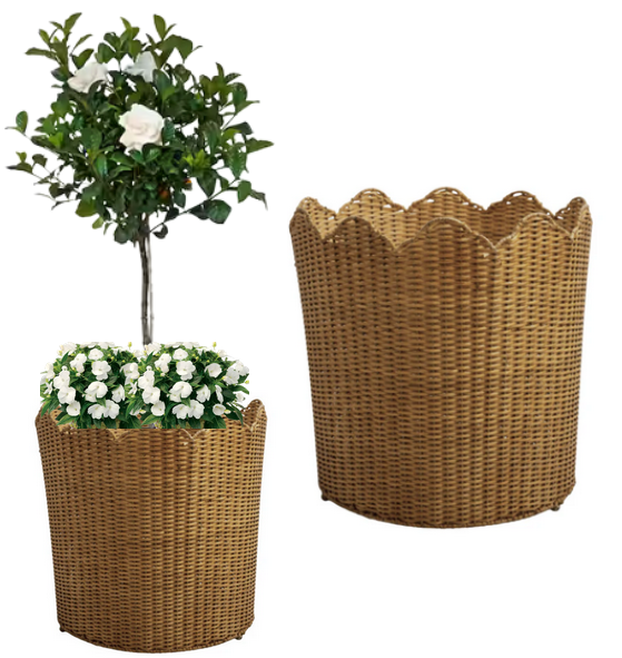 The Enchanted Home Scalloped Wicker Planter - Thumbnail 3