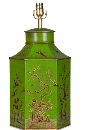 The Enchanted Home Moss Green & Gold Hexagon Lamp