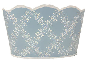 The Enchanted Home Blue & White Trellis Scalloped Planter