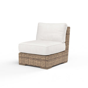 Sunset West - Havana Armless Club in Canvas Flax w/ Self Welt - Tobacco - SW1701-AC-FLAX-STKIT